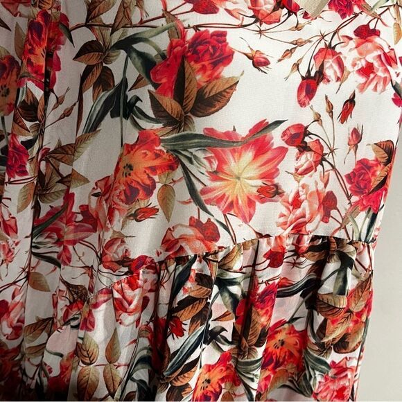 Gianni Bini Chiffon V Neck Shift Dress Wava Poppy Floral Print - Picture 5 of 14